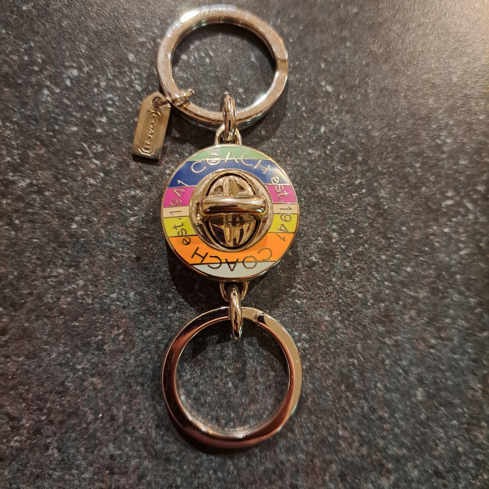 Coach Legacy Stripe Turnlock Keychain - Never Used